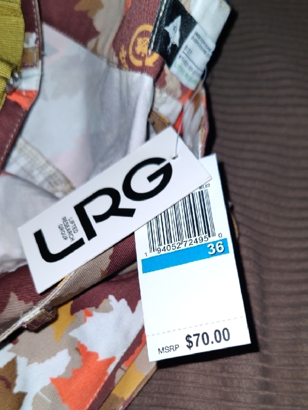 Lrg Men's Cargo Pants Brown Tan Orange Camo - Picture 8 of 8